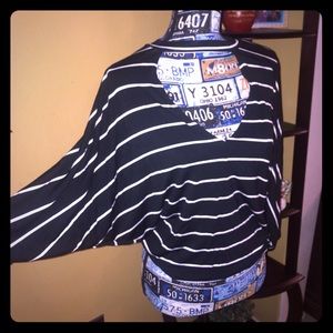 Black and white striped blouse